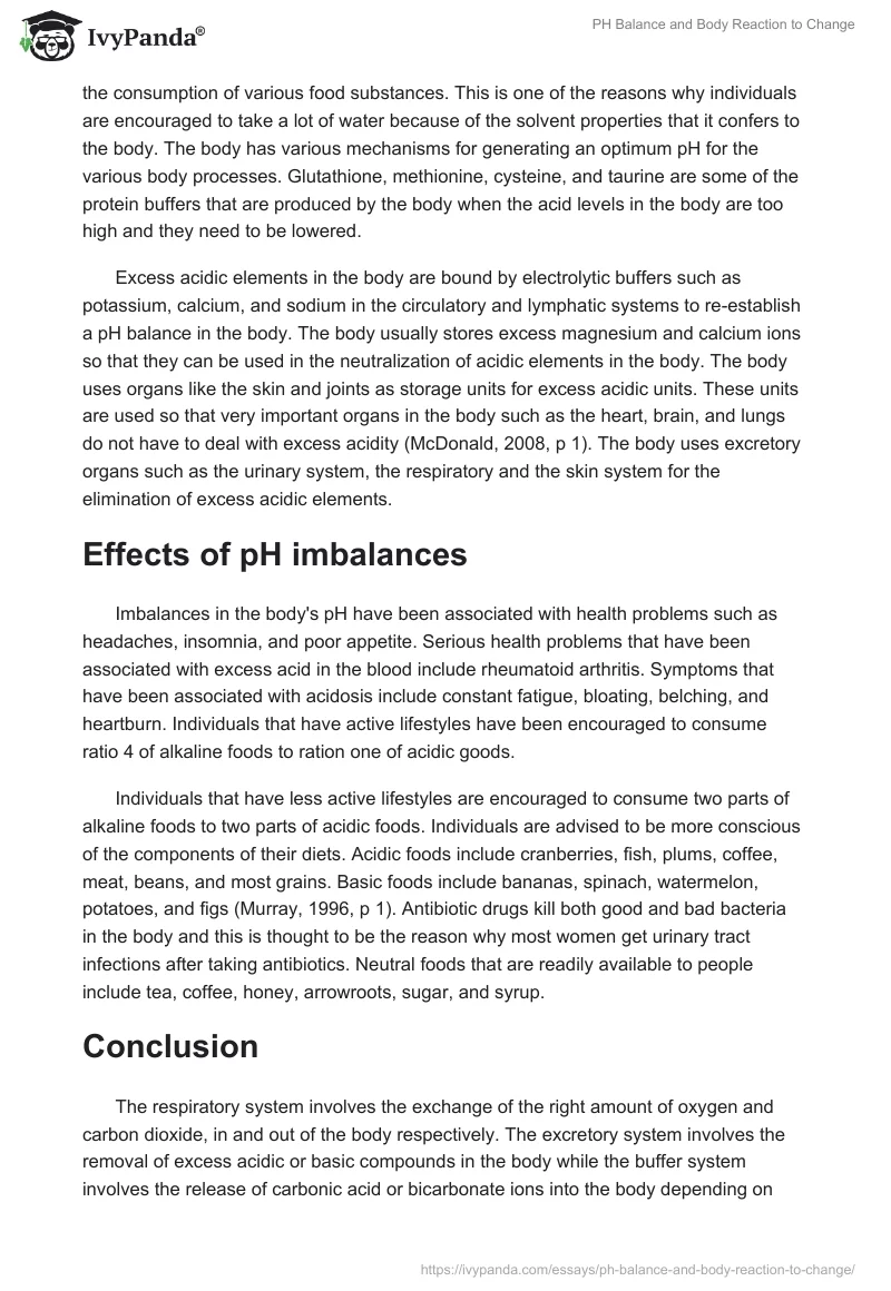 PH Balance and Body Reaction to Change. Page 3