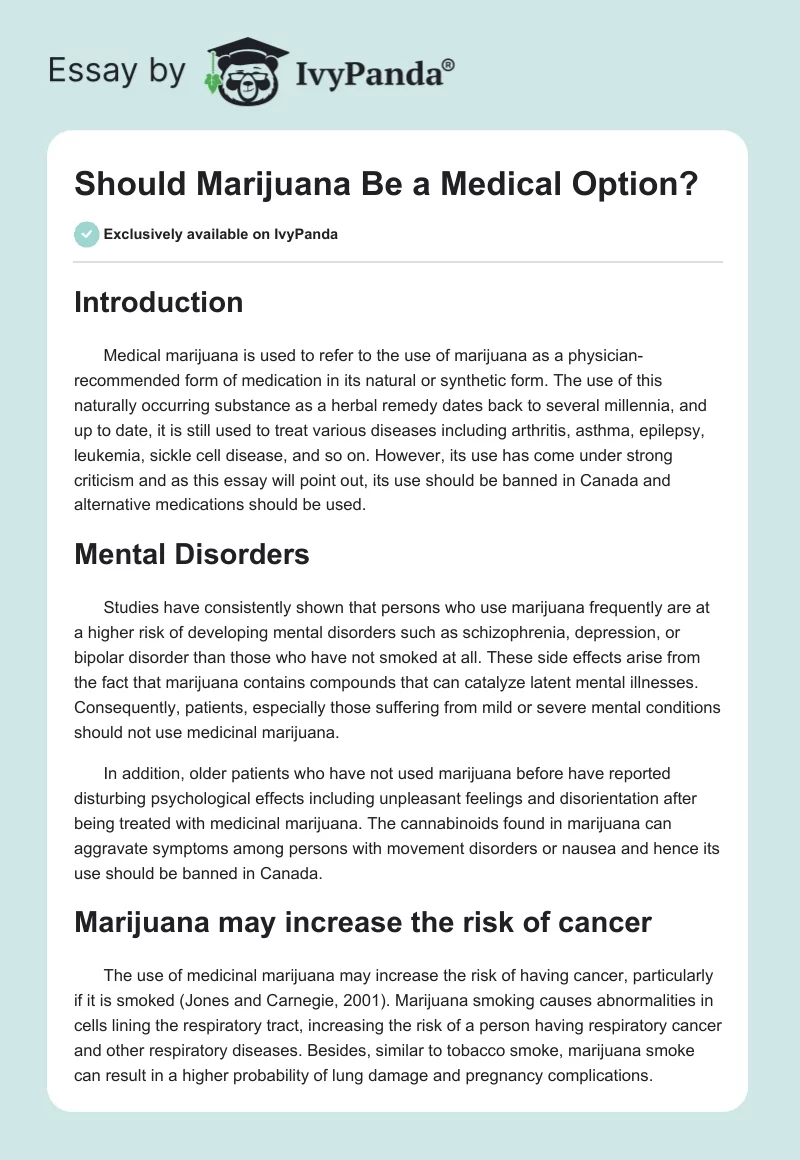 Should Marijuana Be a Medical Option?. Page 1