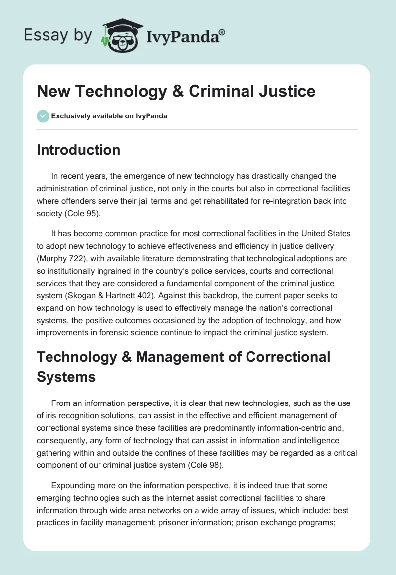 New Technology & Criminal Justice. Page 1