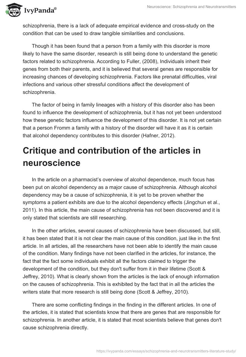Neuroscience: Schizophrenia and Neurotransmitters. Page 4