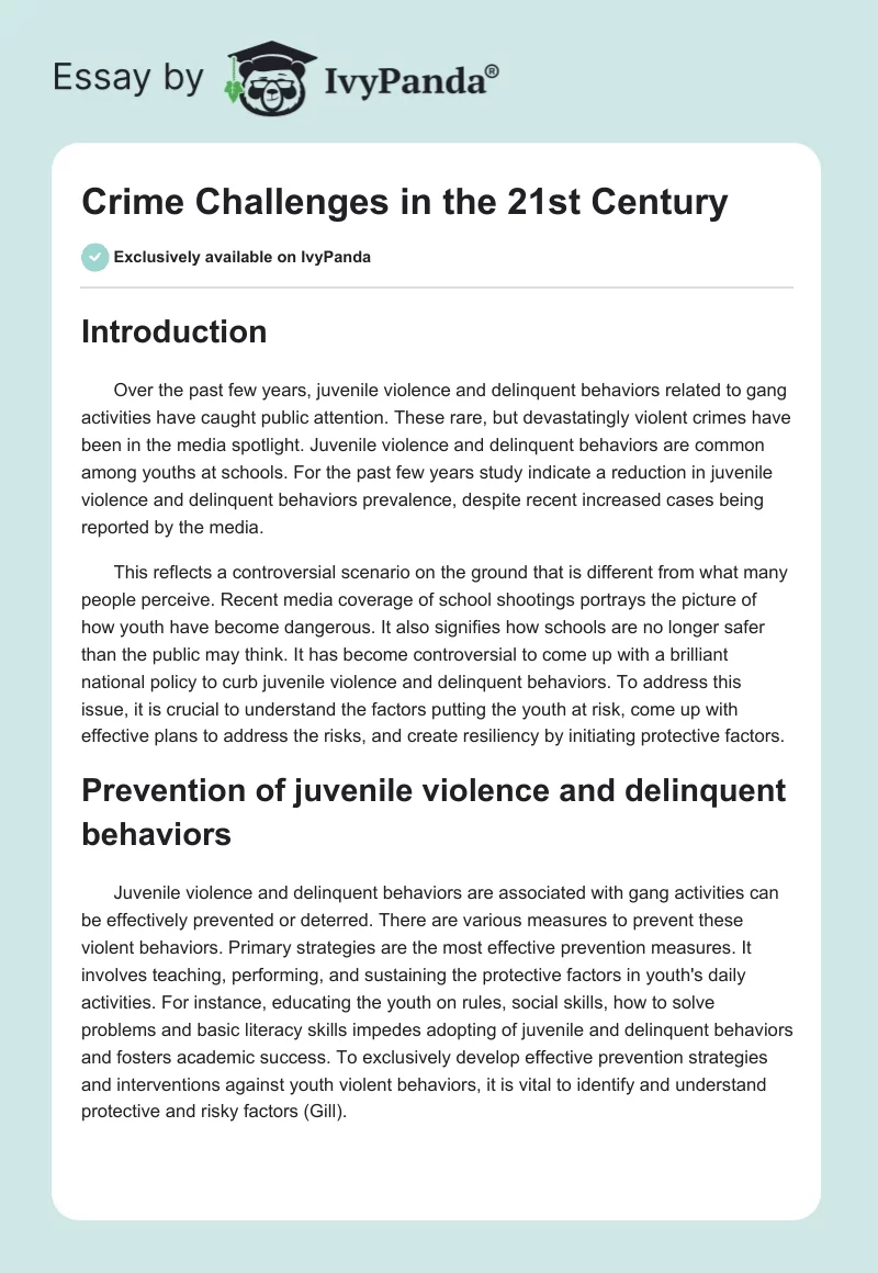 Crime Challenges in the 21st Century. Page 1