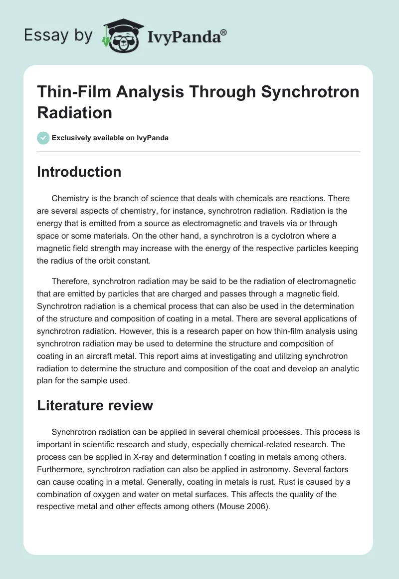 Thin-Film Analysis Through Synchrotron Radiation. Page 1