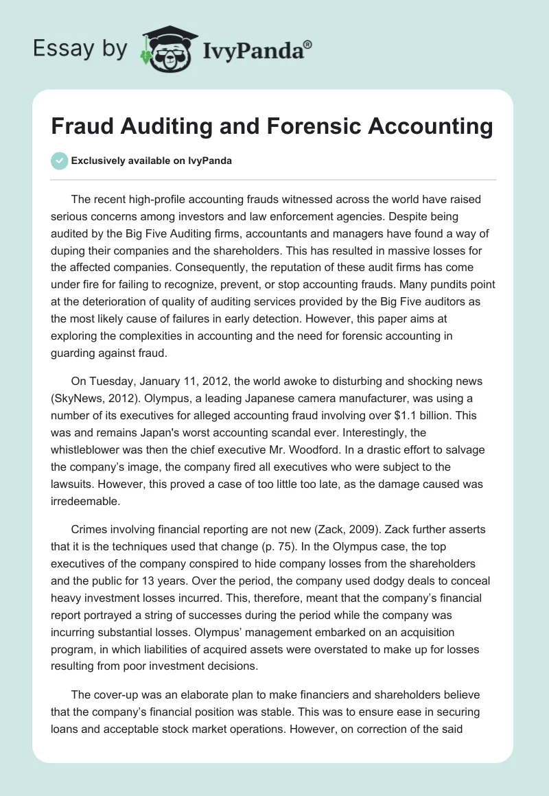 Fraud Auditing and Forensic Accounting. Page 1