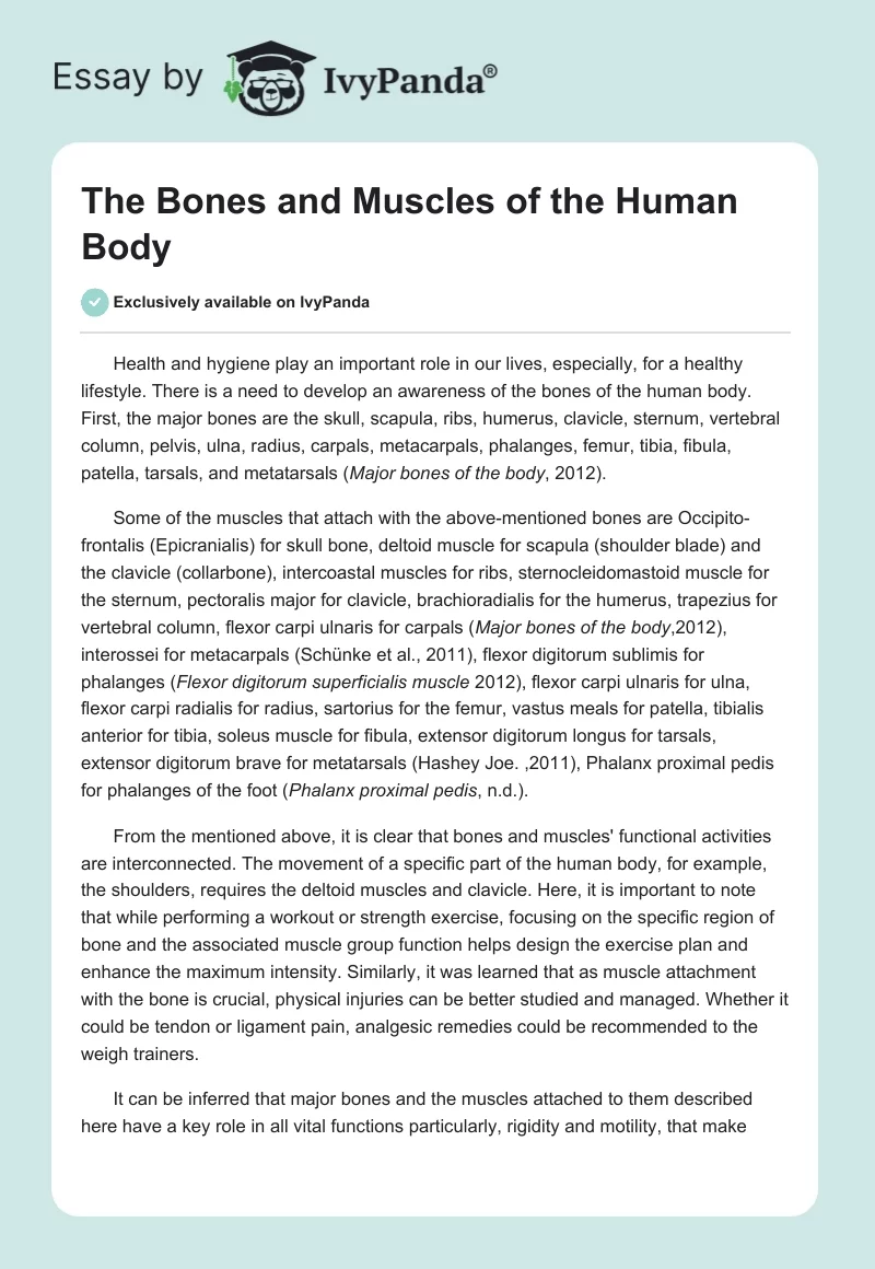 The Bones and Muscles of the Human Body. Page 1