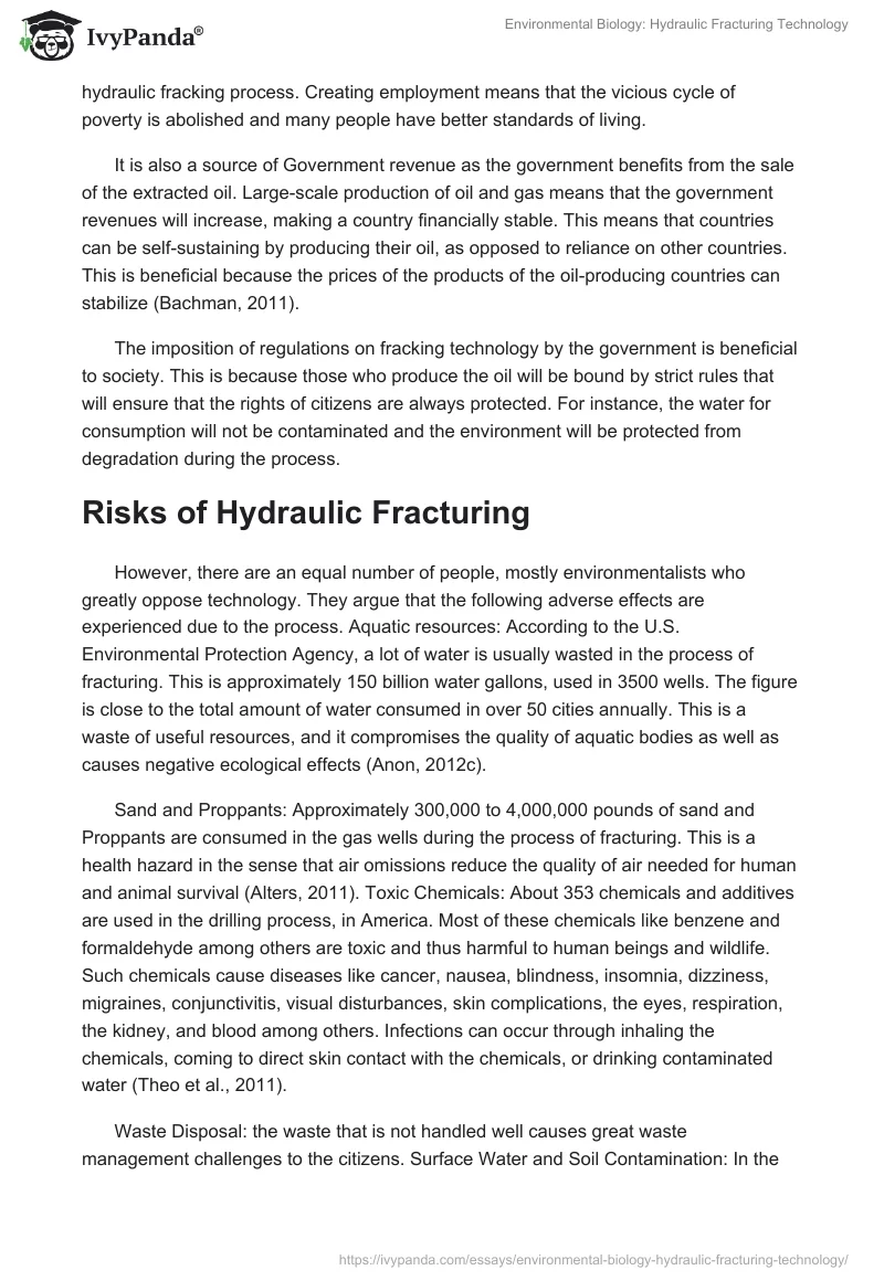 Environmental Biology: Hydraulic Fracturing Technology. Page 3