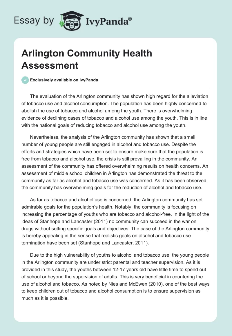 Arlington Community Health Assessment. Page 1