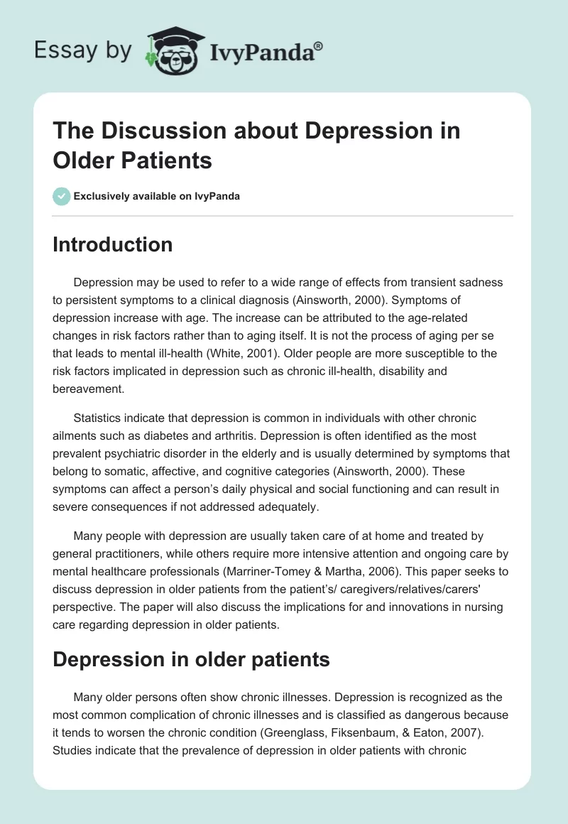 The Discussion about Depression in Older Patients. Page 1