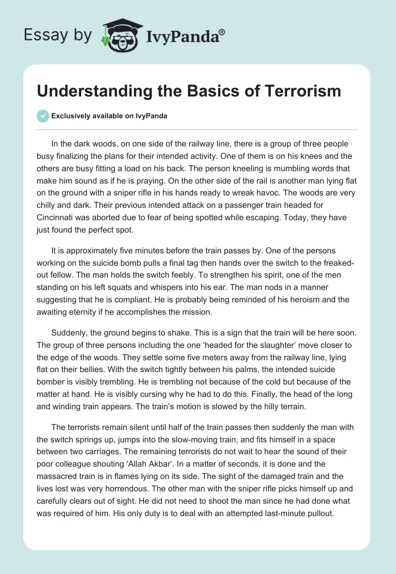 Understanding the Basics of Terrorism. Page 1