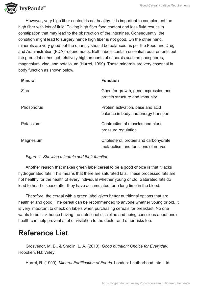 Good Cereal Nutrition Requirements. Page 2