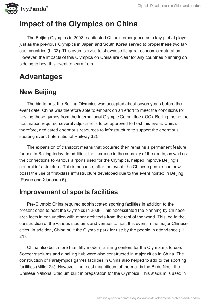 Olympic Development in China and London. Page 2