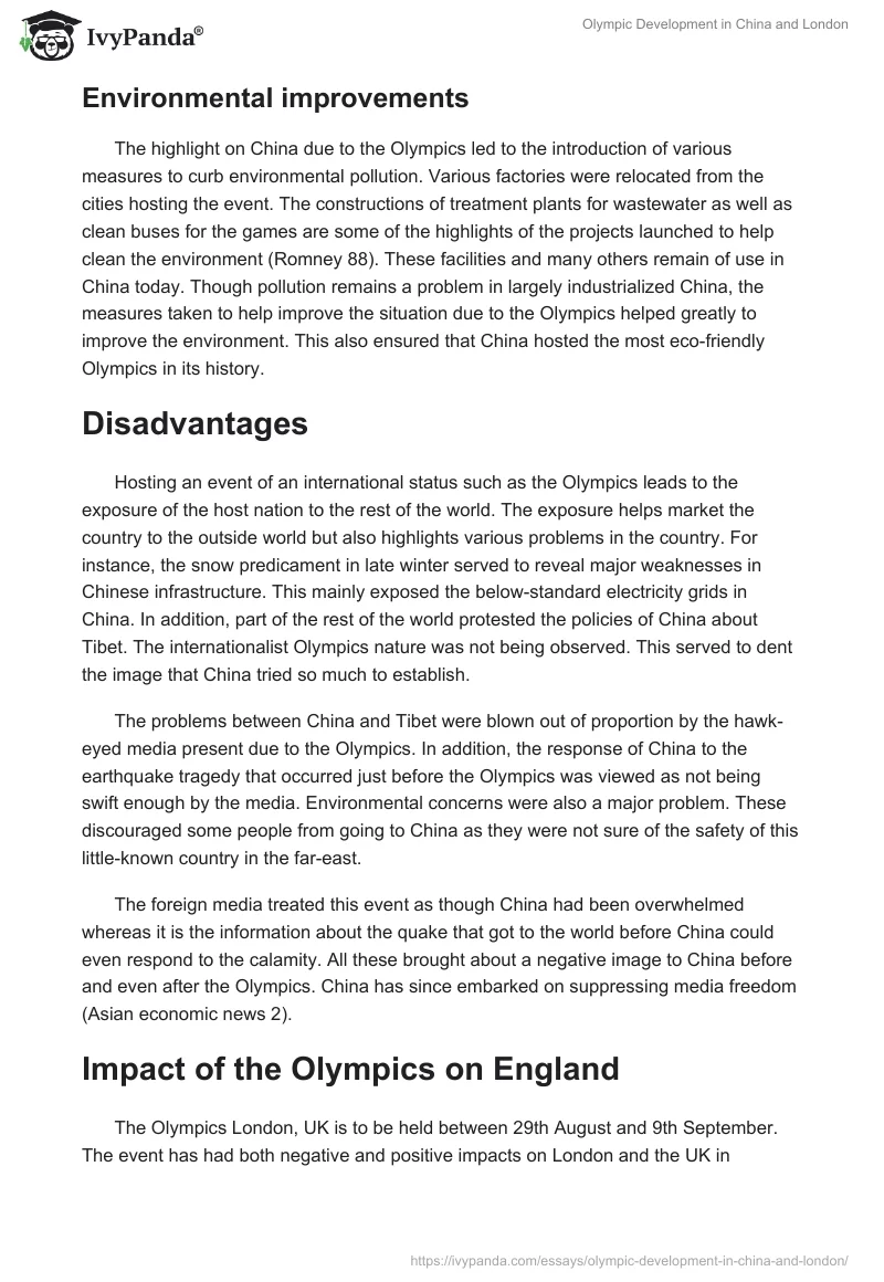 Olympic Development in China and London. Page 4