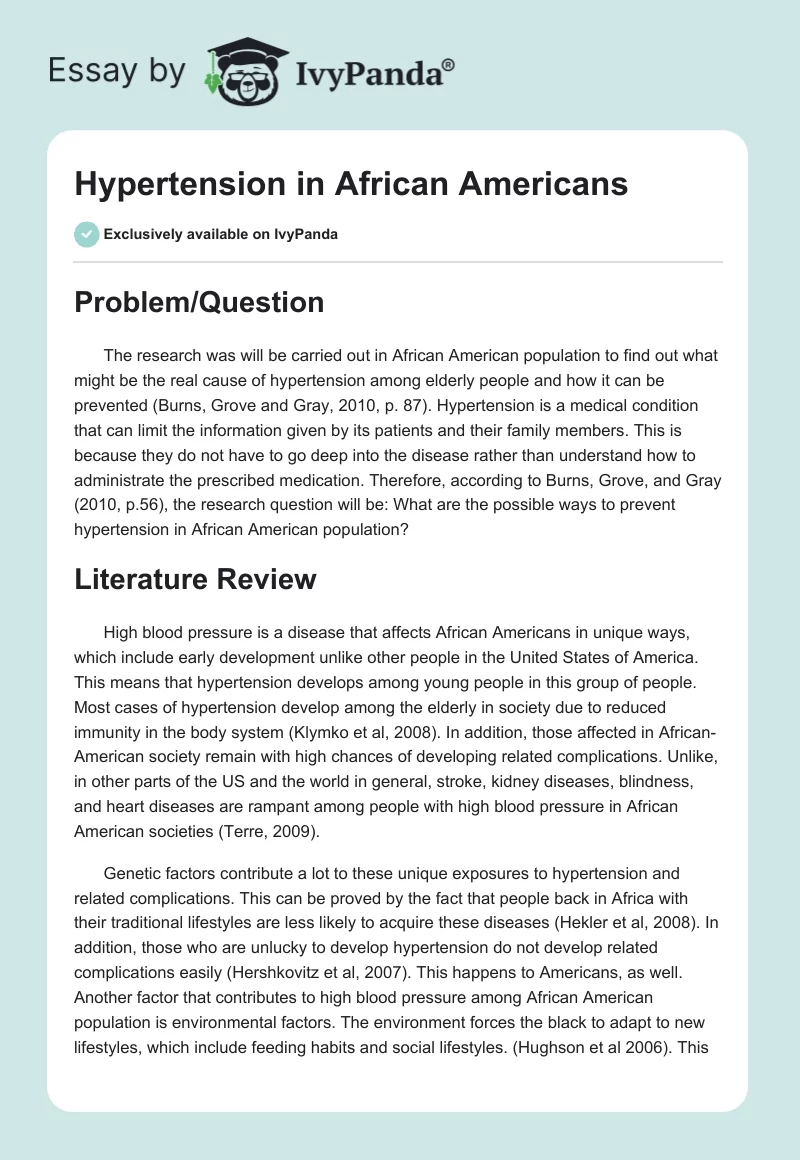 Hypertension in African Americans. Page 1