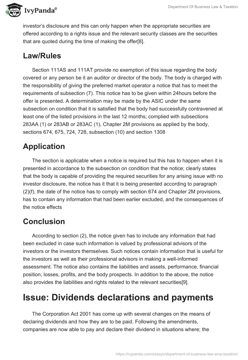 Department Of Business Law & Taxation. Page 4