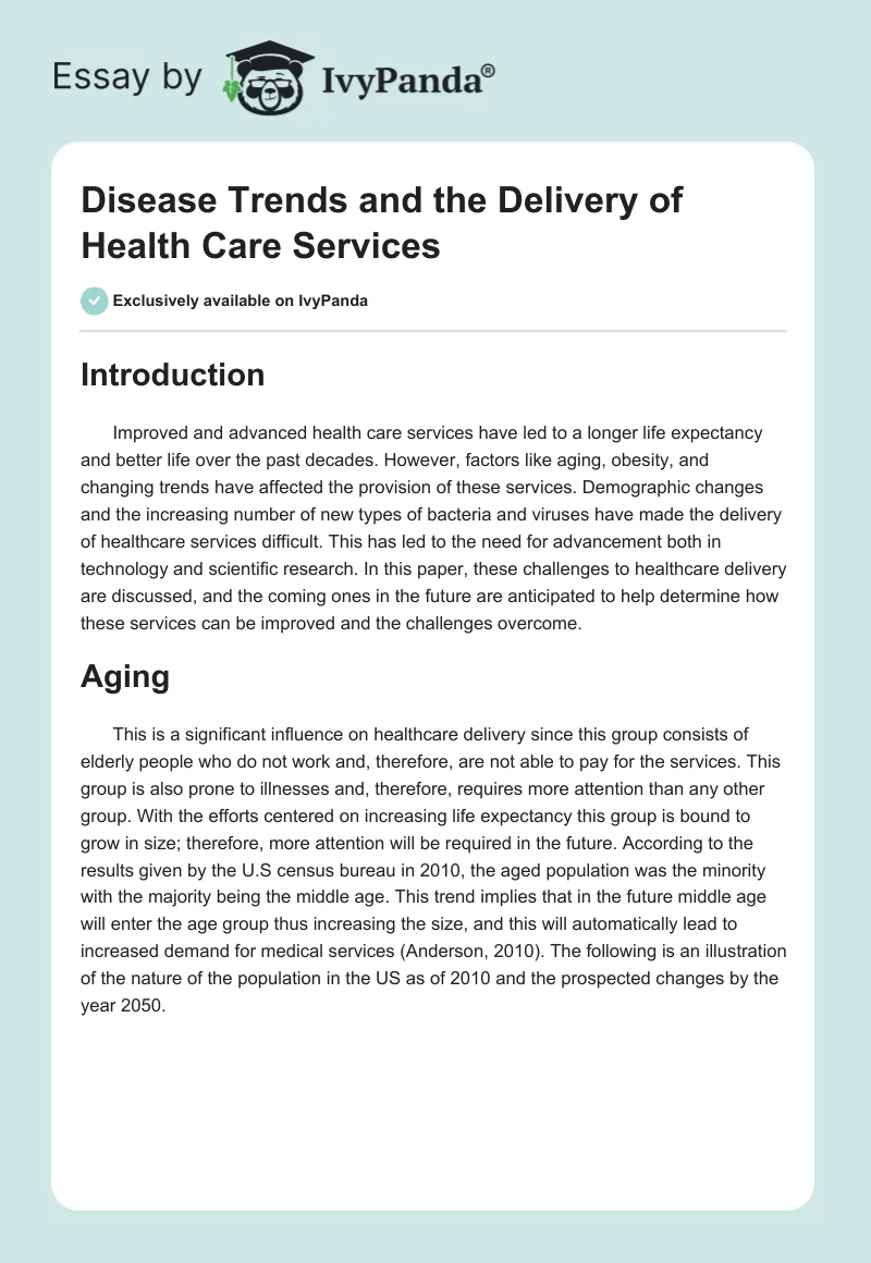 Disease Trends and the Delivery of Health Care Services. Page 1