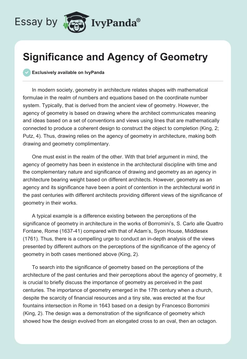 Significance and Agency of Geometry. Page 1