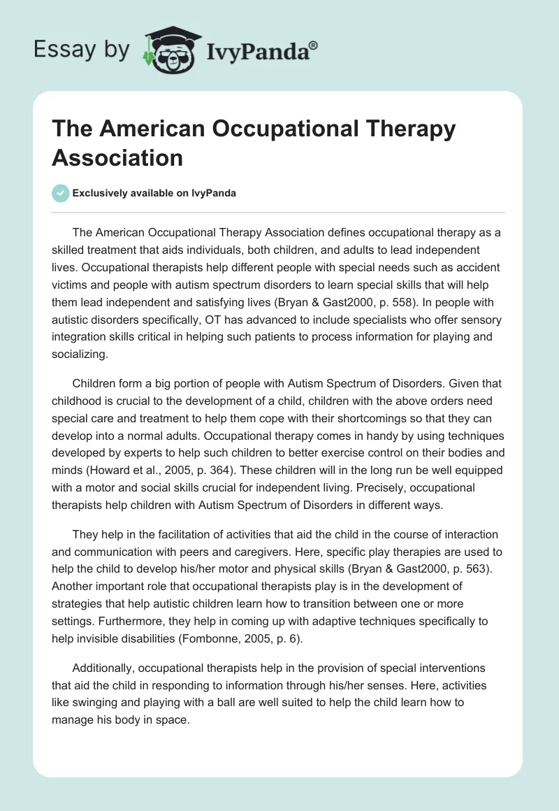 The American Occupational Therapy Association. Page 1