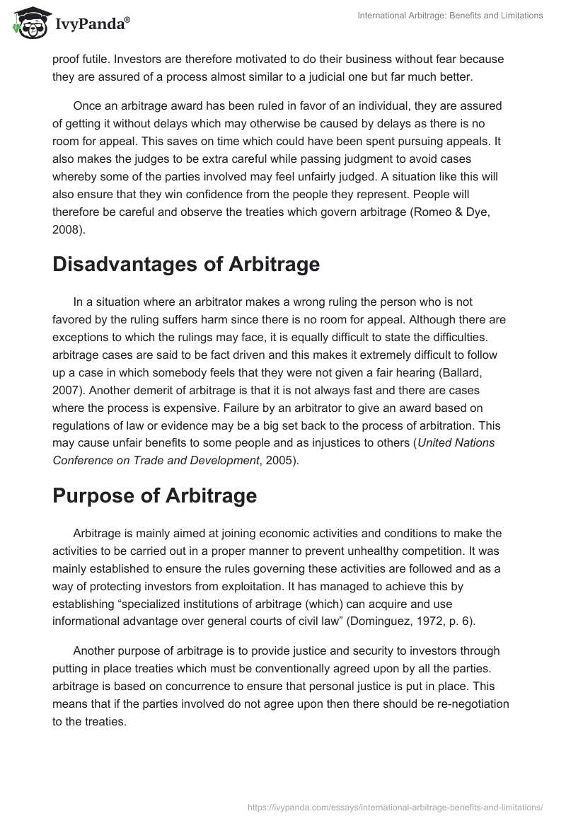 International Arbitrage: Benefits and Limitations. Page 3