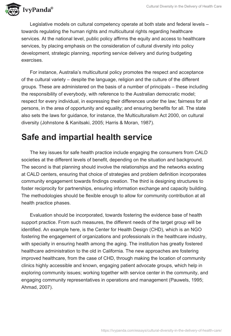 Cultural Diversity in the Delivery of Health Care. Page 4