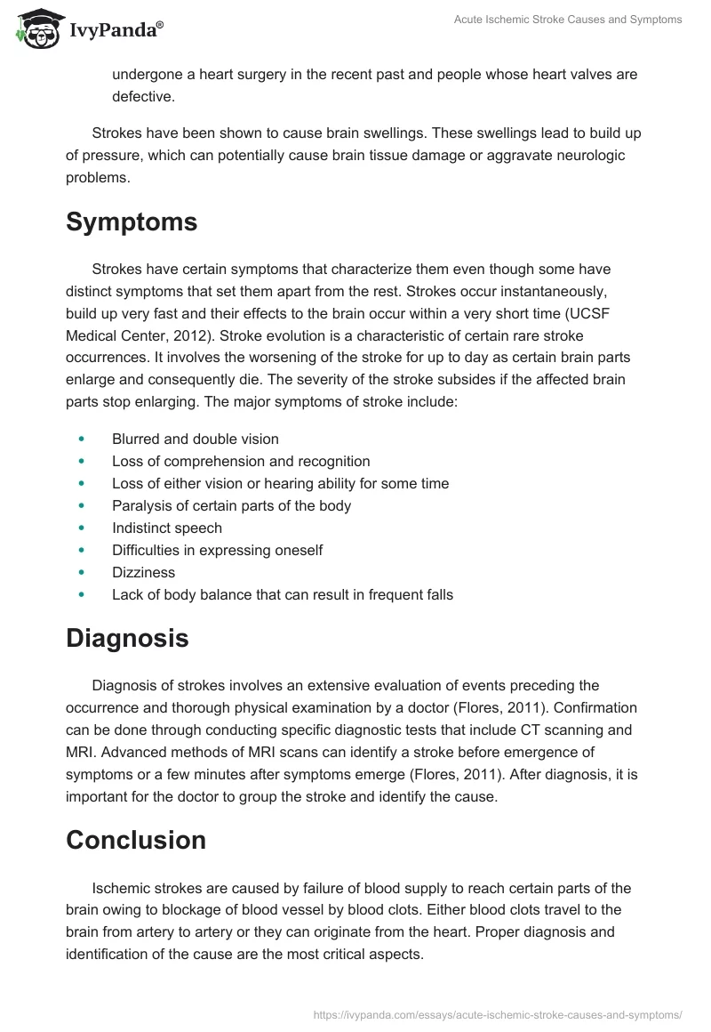 Acute Ischemic Stroke Causes and Symptoms. Page 2