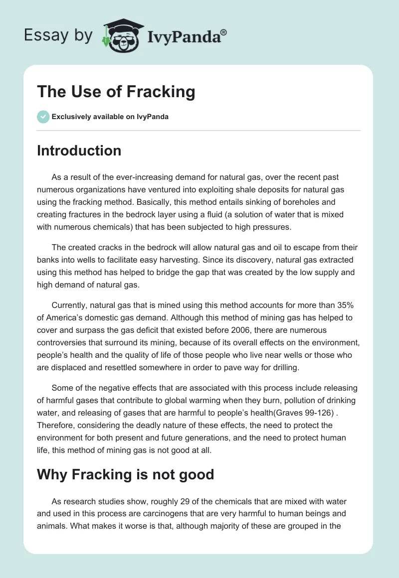 The Use of Fracking. Page 1