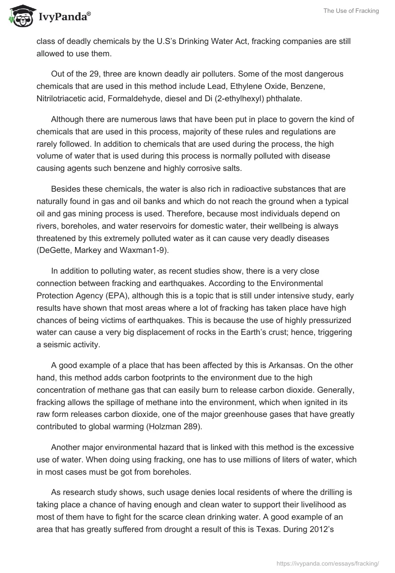 The Use of Fracking. Page 2