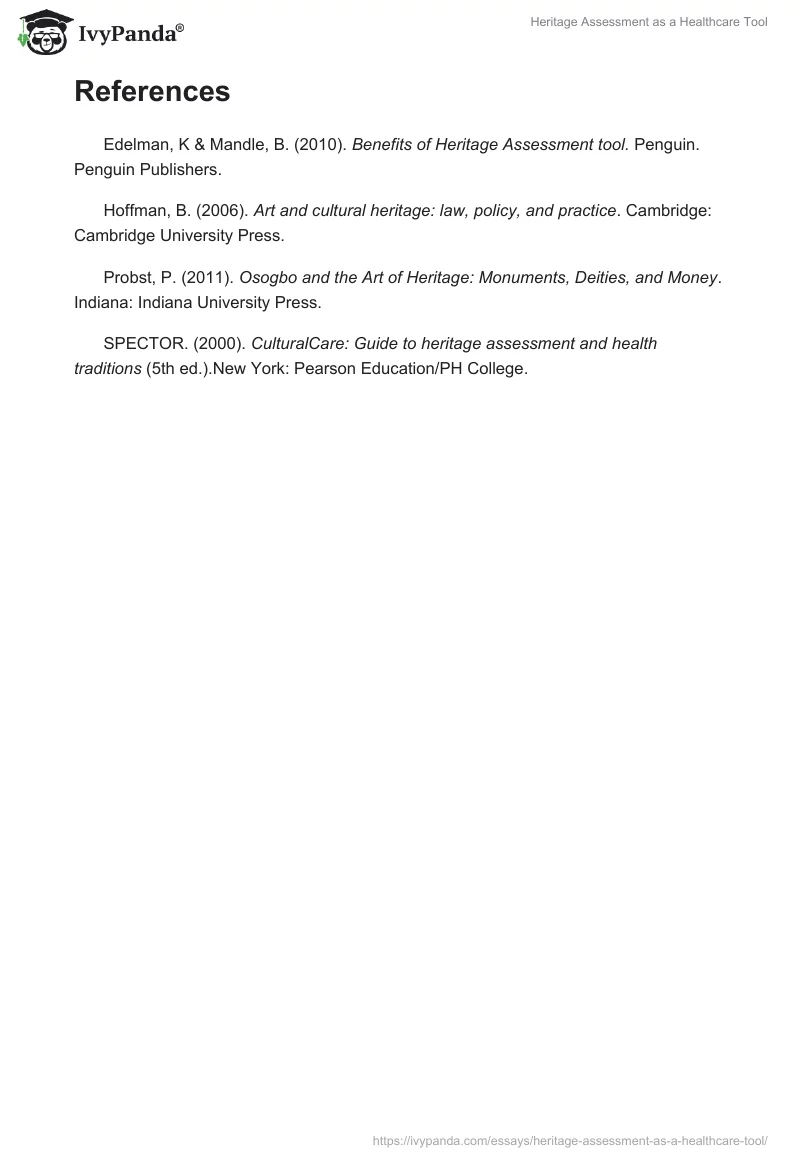 Heritage Assessment as a Healthcare Tool. Page 4