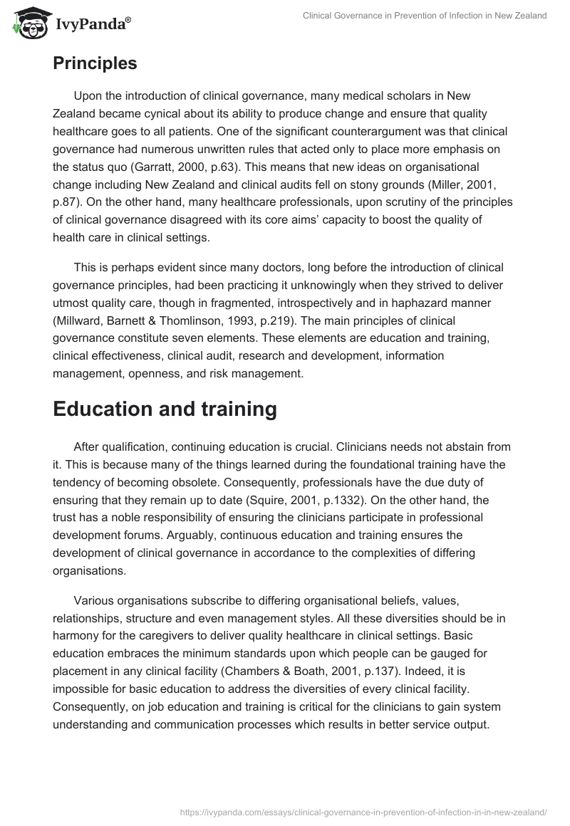 Clinical Governance in Prevention of Infection in New Zealand. Page 5