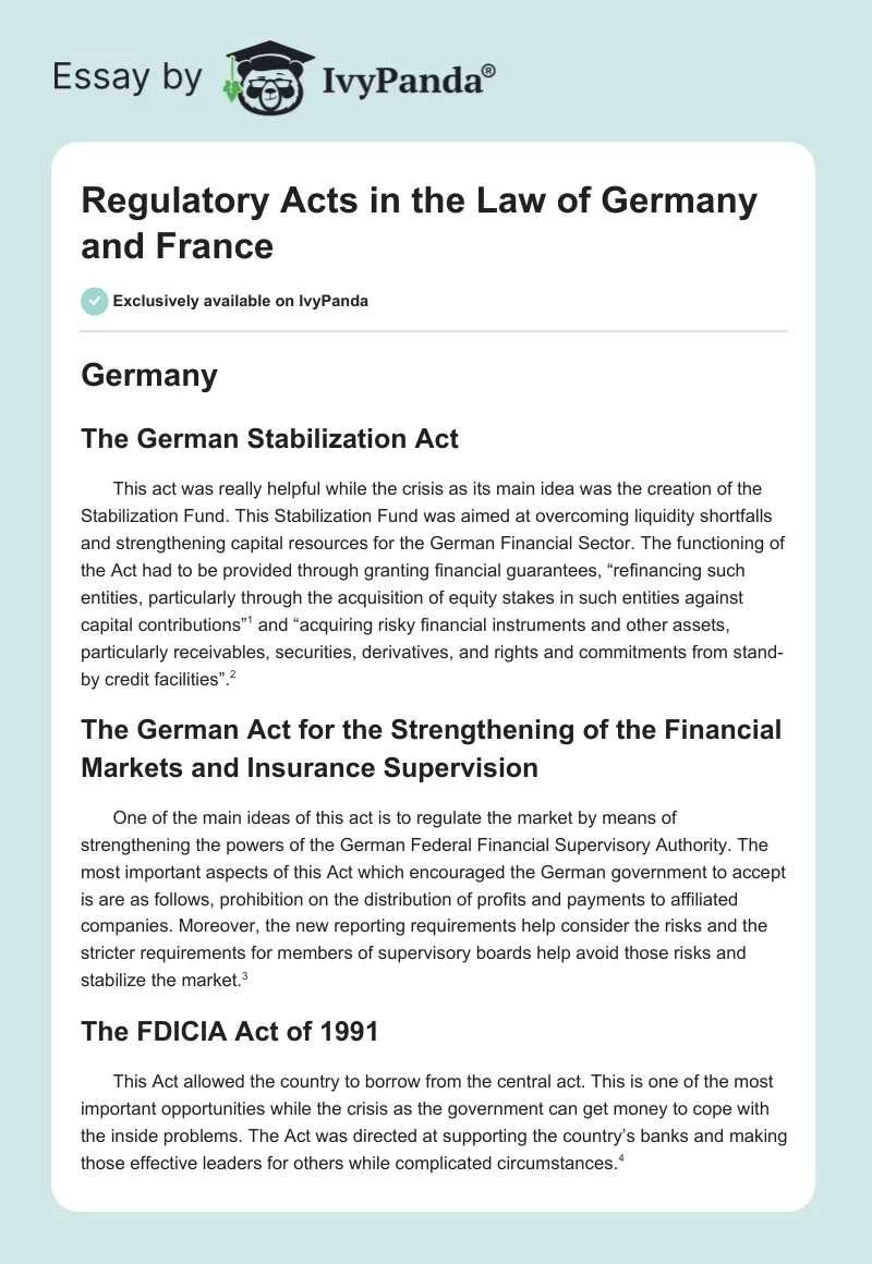 Regulatory Acts in the Law of Germany and France. Page 1