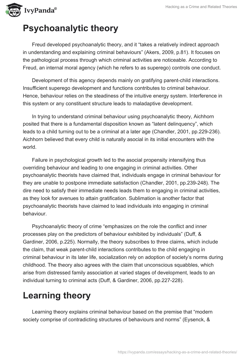 Hacking as a Crime and Related Theories. Page 2