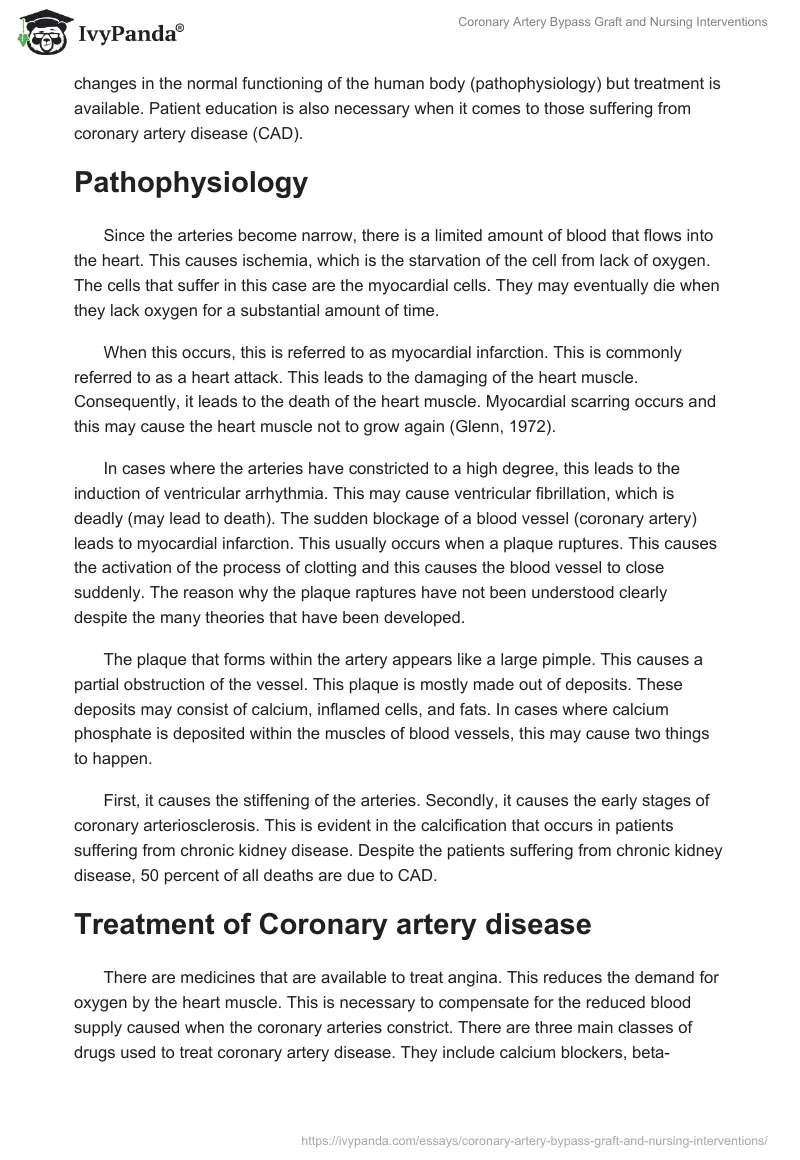 Coronary Artery Bypass Graft and Nursing Interventions. Page 2