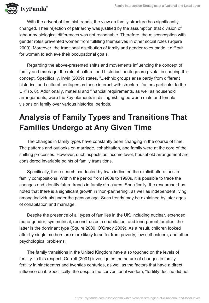 Family Intervention Strategies at a National and Local Level. Page 3