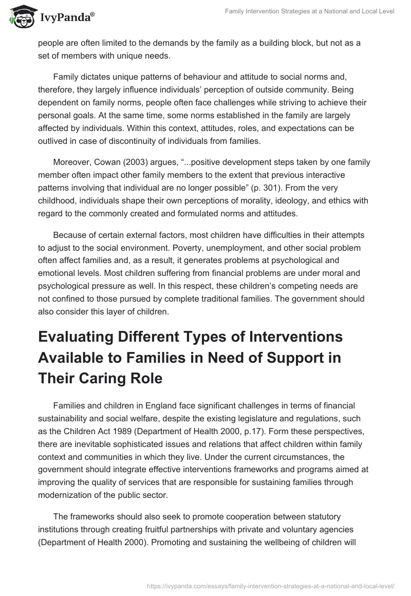Family Intervention Strategies at a National and Local Level. Page 5