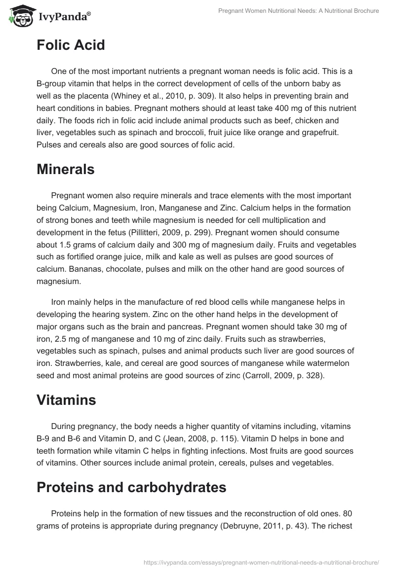 Pregnant Women Nutritional Needs: A Nutritional Brochure. Page 2