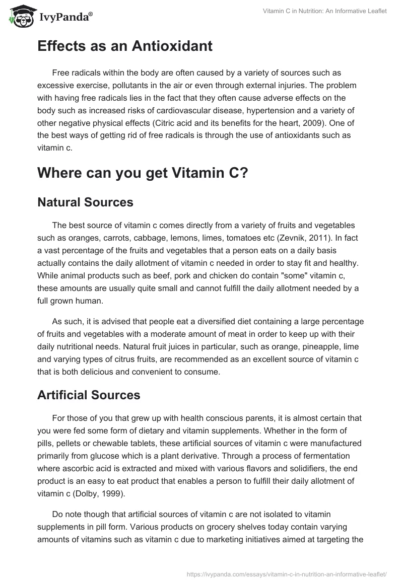 Vitamin C in Nutrition: An Informative Leaflet. Page 2