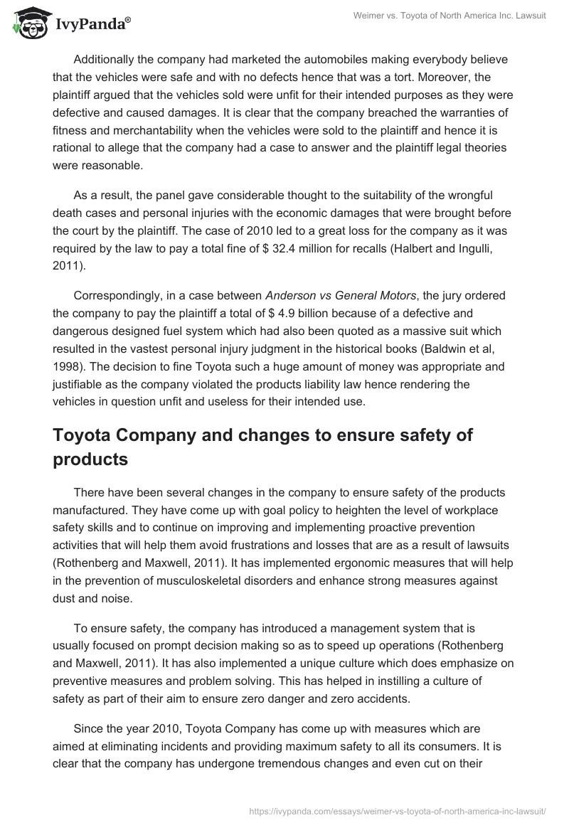 Weimer vs. Toyota of North America Inc. Lawsuit. Page 3