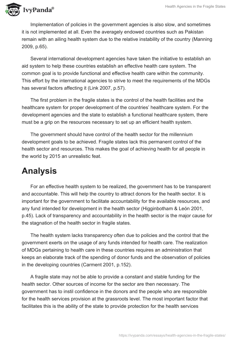 Health Agencies in the Fragile States. Page 3