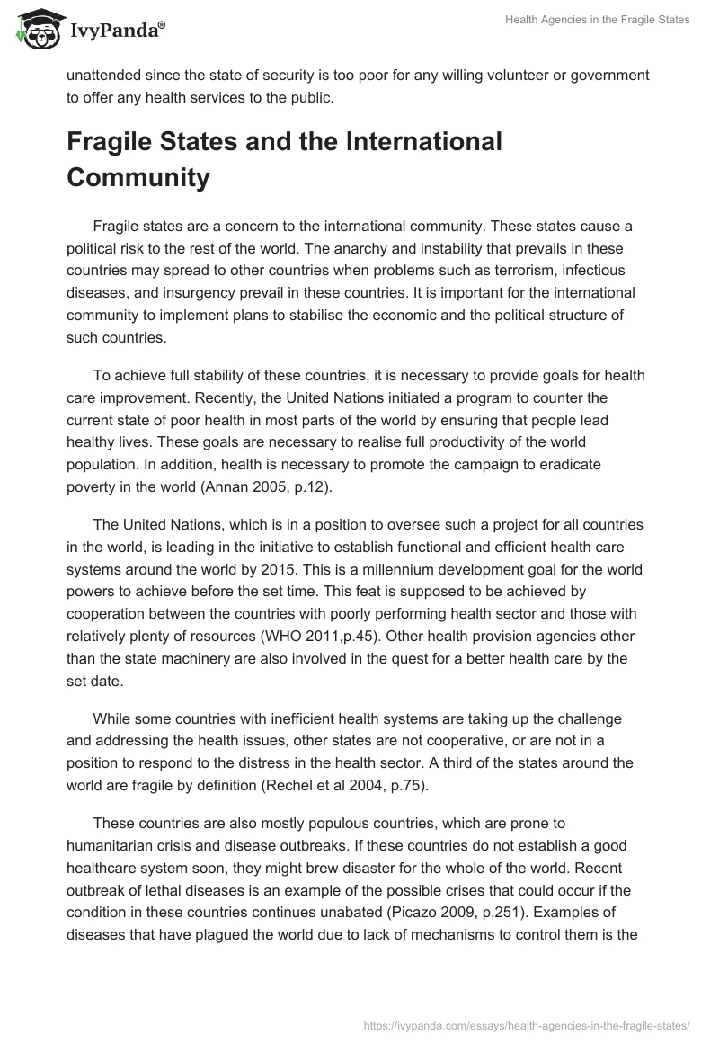 Health Agencies in the Fragile States. Page 5