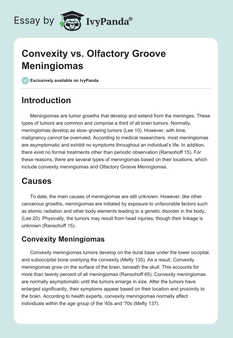 Convexity vs. Olfactory Groove Meningiomas. Page 1