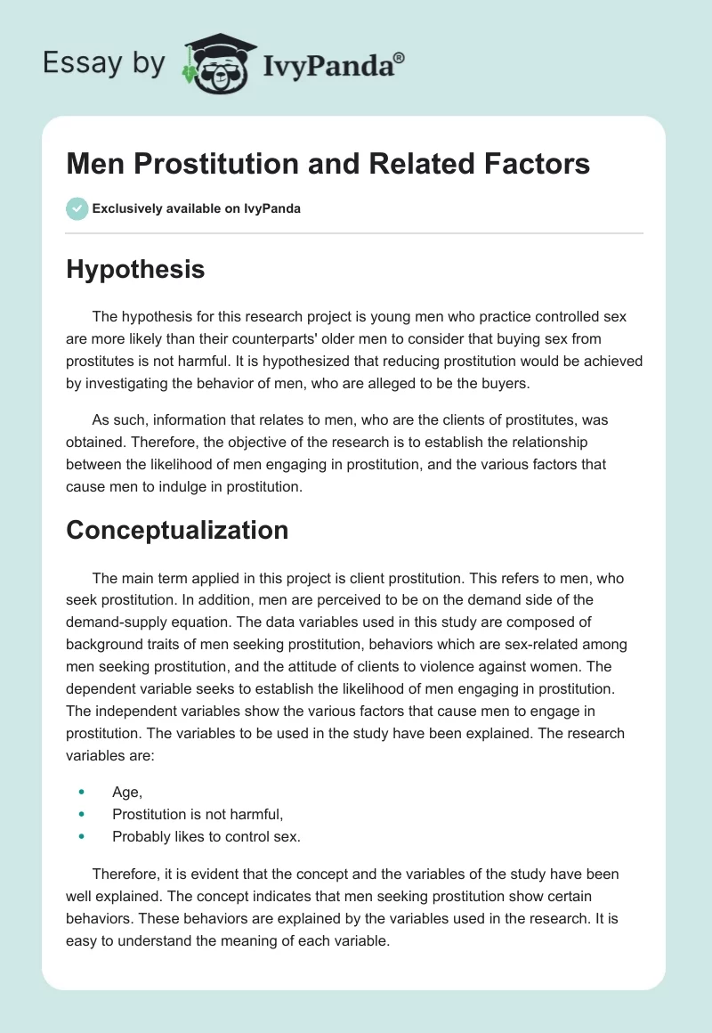 Men Prostitution and Related Factors. Page 1