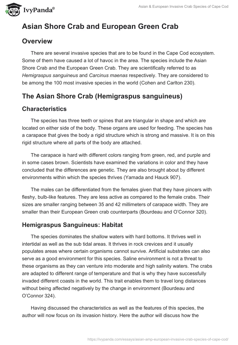 Asian & European Invasive Crab Species of Cape Cod. Page 2