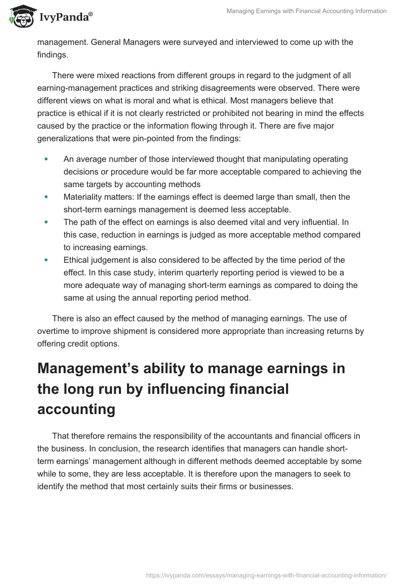 Managing Earnings With Financial Accounting Information. Page 2