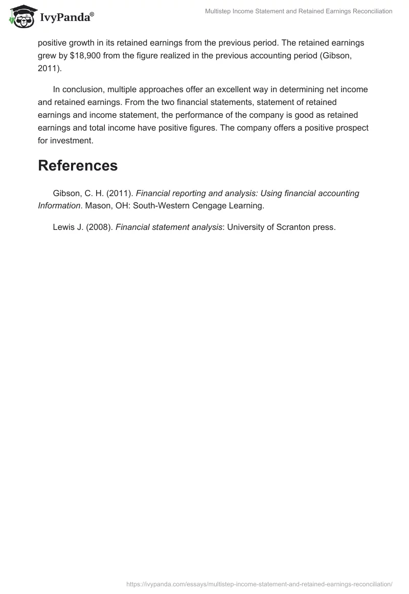 Multistep Income Statement and Retained Earnings Reconciliation. Page 3