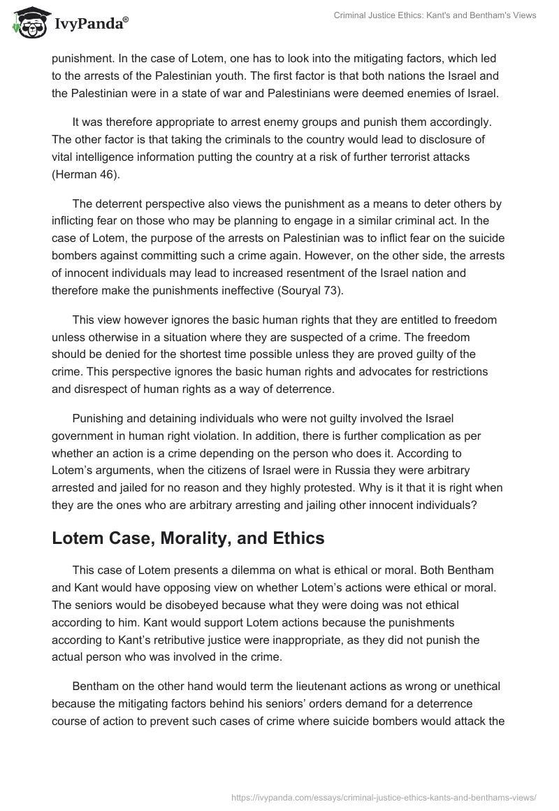 Criminal Justice Ethics: Kant's and Bentham's Views. Page 3
