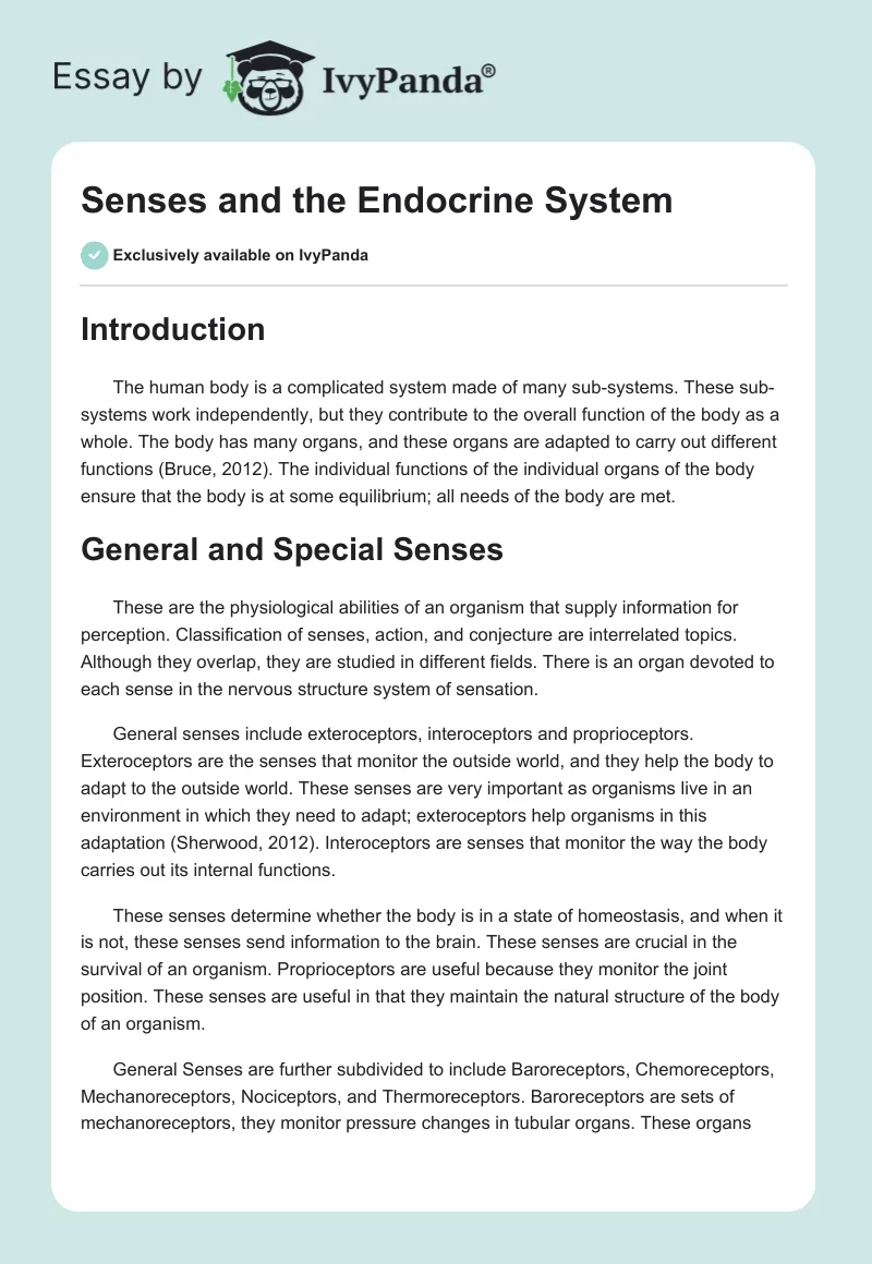 Senses and the Endocrine System. Page 1