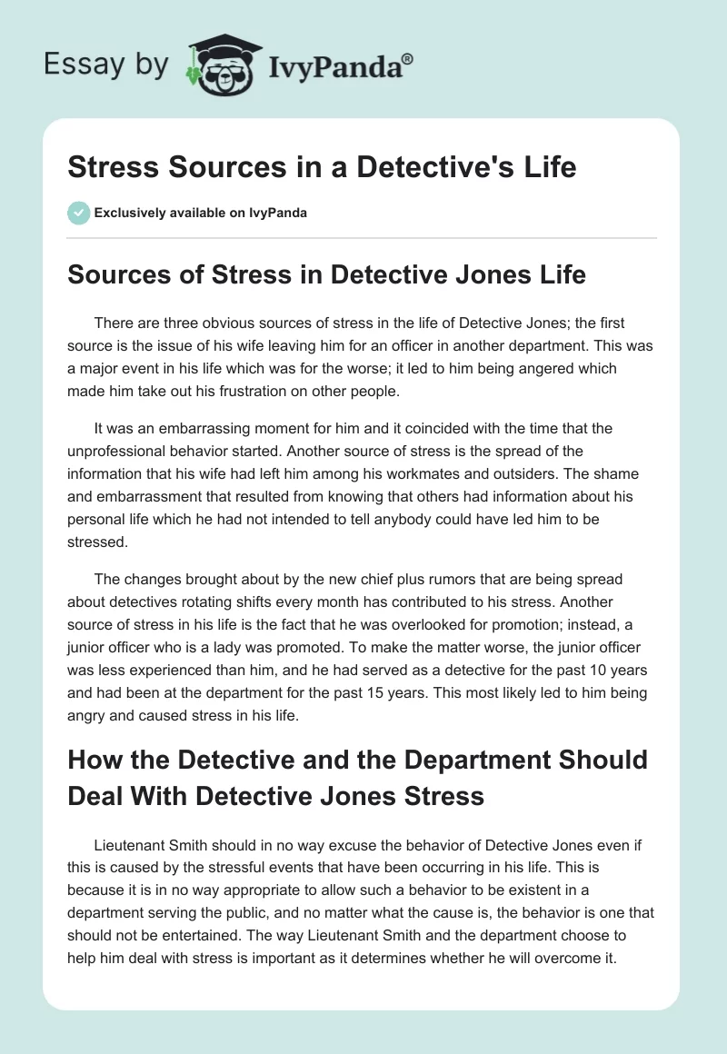 Stress Sources in a Detective's Life. Page 1