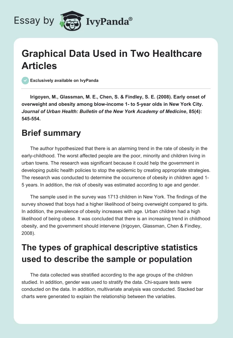Graphical Data Used in Two Healthcare Articles. Page 1