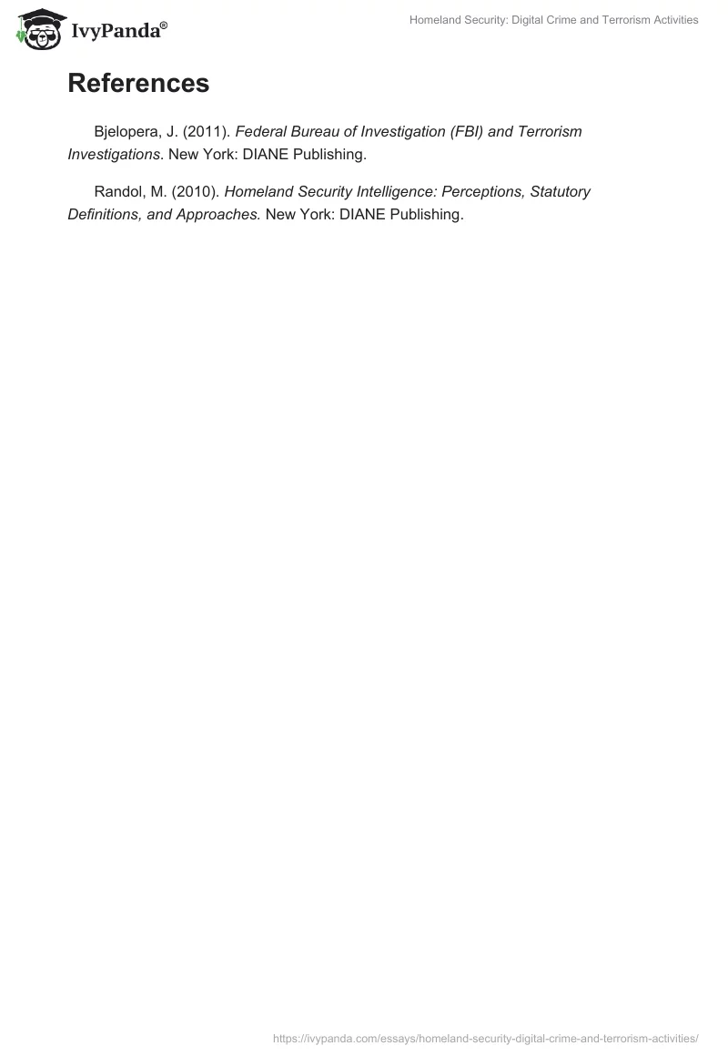 Homeland Security: Digital Crime and Terrorism Activities. Page 3