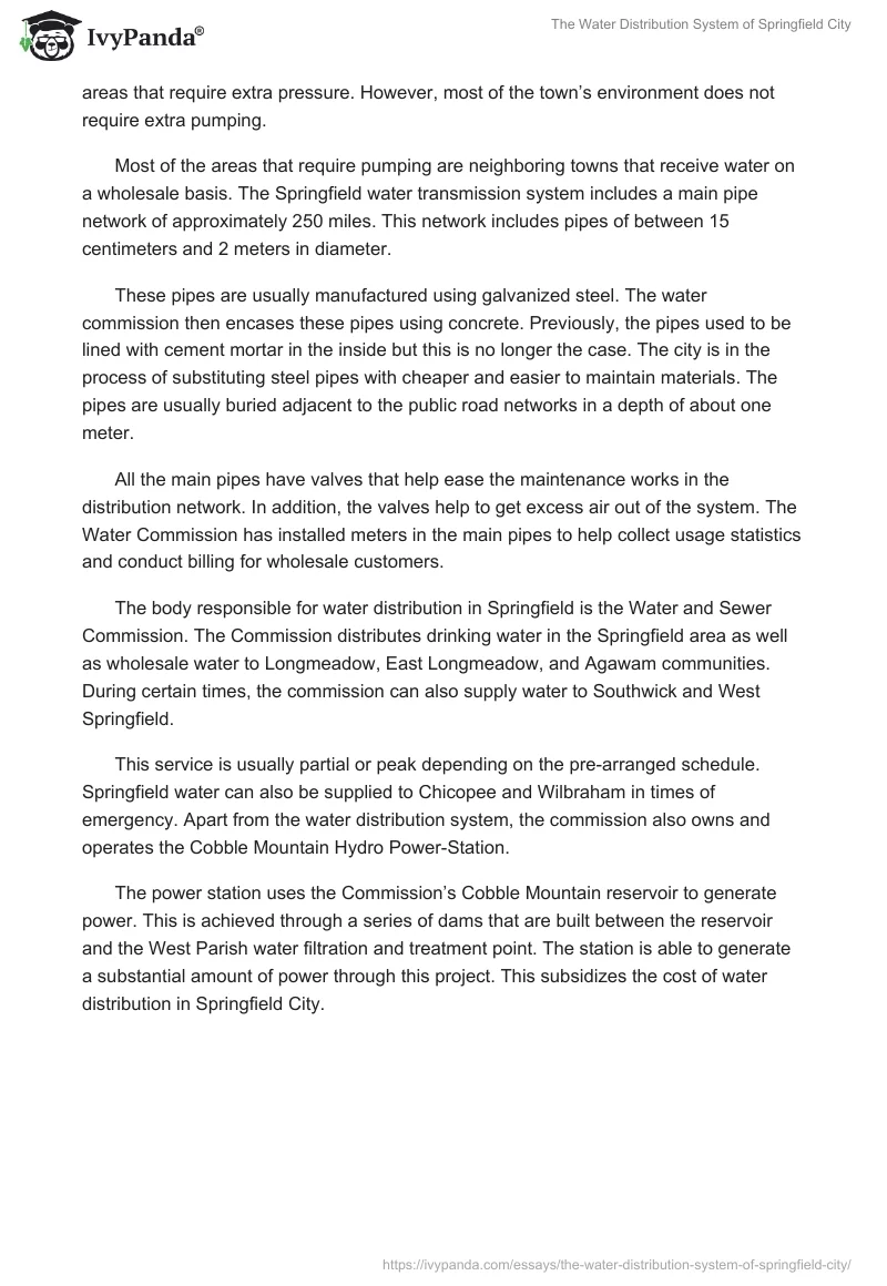 The Water Distribution System of Springfield City. Page 3