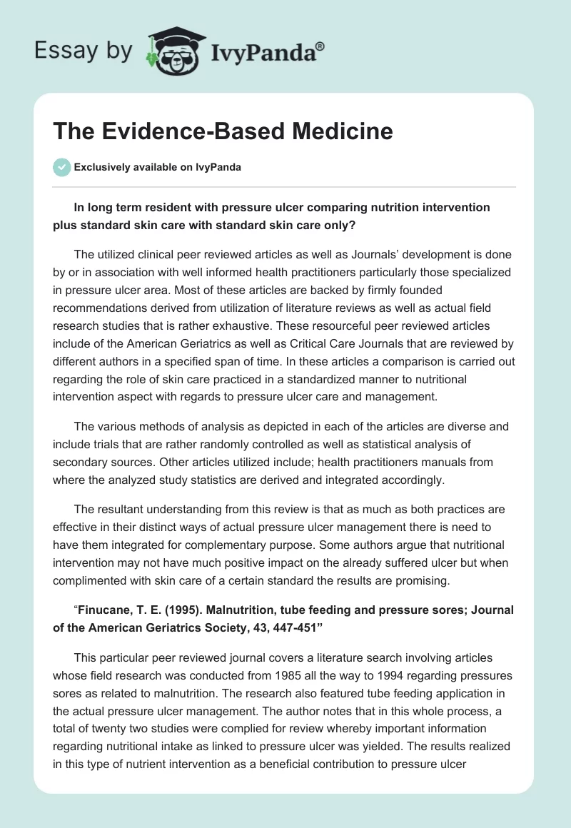 The Evidence-Based Medicine. Page 1