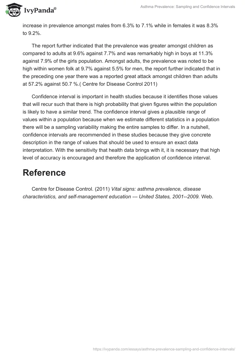 Asthma Prevalence: Sampling and Confidence Intervals. Page 2